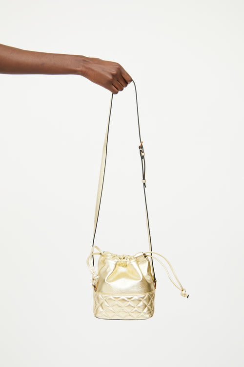 Versace Gold Medusa Drawstring Bucket Bag