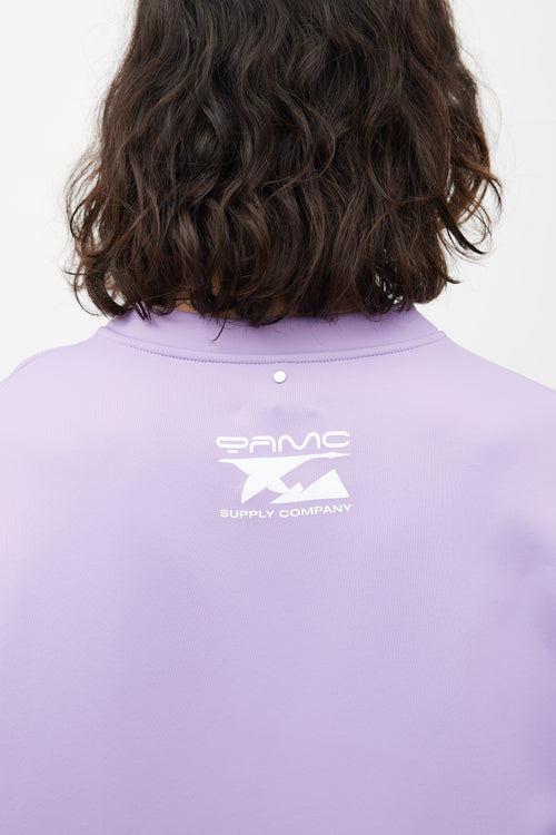 OAMC Purple 
White Logo Neoprene Sweatshirt