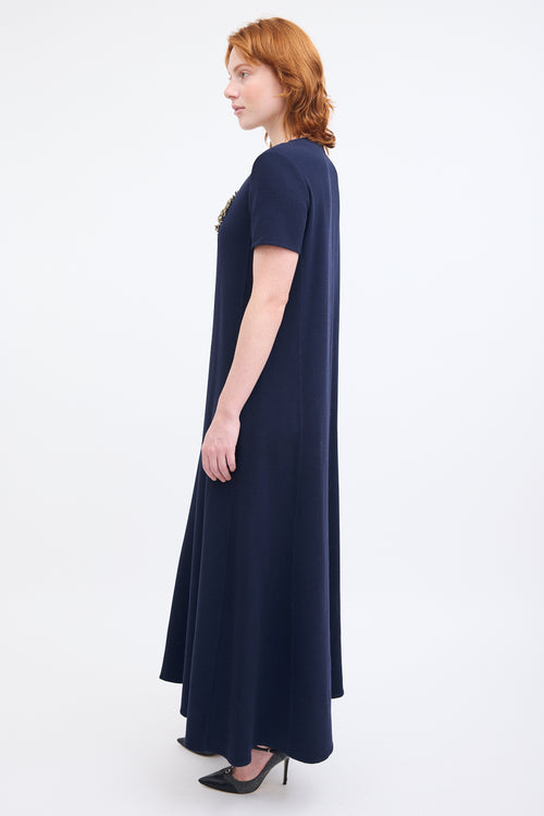 Oscar de la Renta Pre-Fall 2021 Navy Wool Dandelion Dress