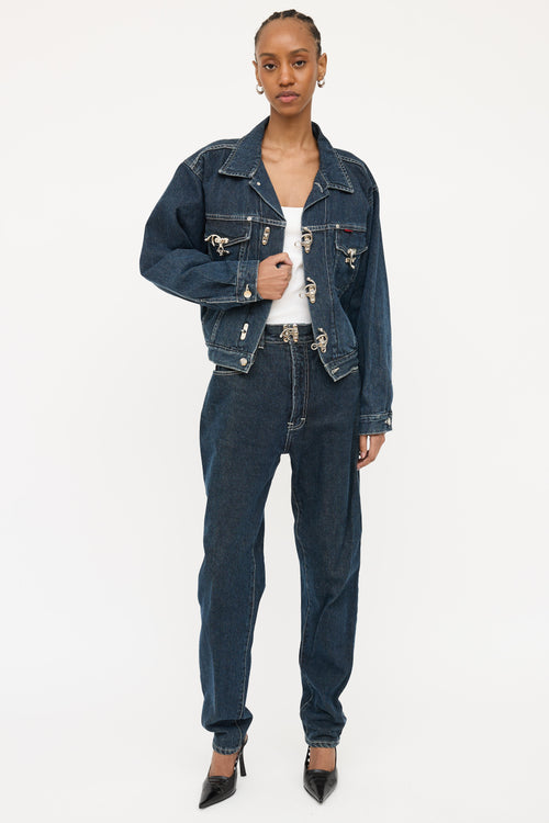 Oates Dark Wash Latch Closure Denim Jacket