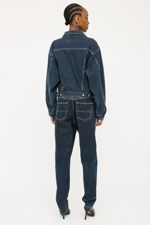 Oates Dark Wash Latch Closure Denim Jacket