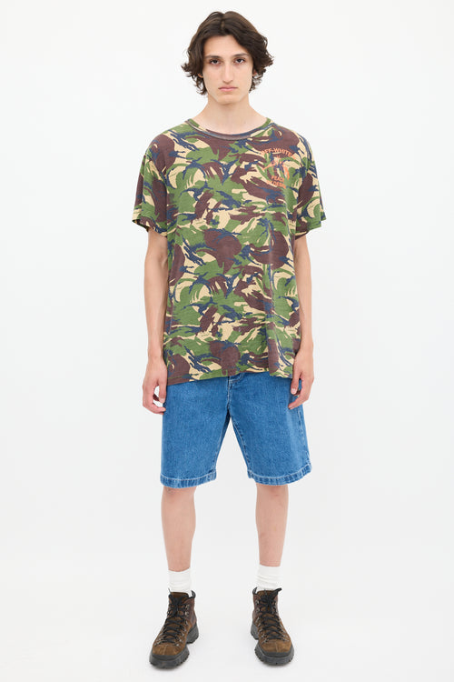 Off-White 2013 Green 
Multicolour Graphic Camouflage T-Shirt