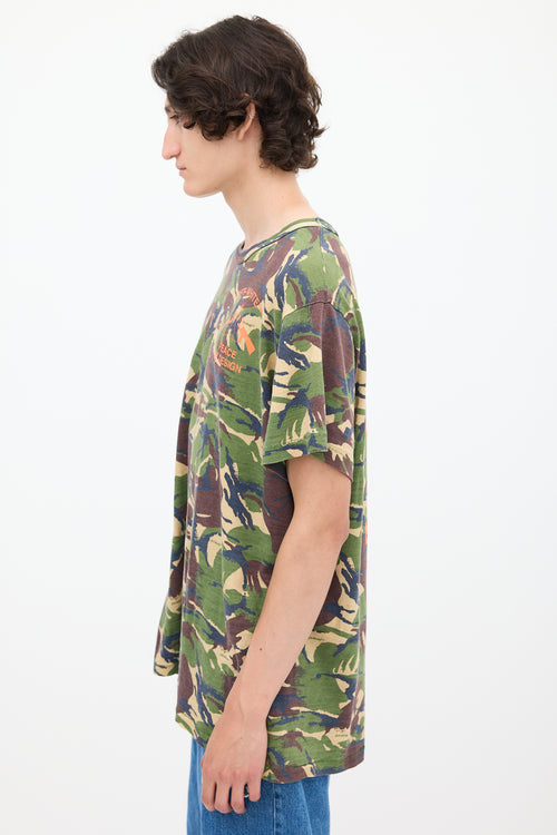 Off-White 2013 Green 
Multicolour Graphic Camouflage T-Shirt