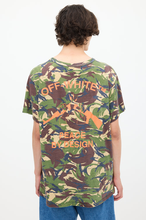 Off-White 2013 Green 
Multicolour Graphic Camouflage T-Shirt