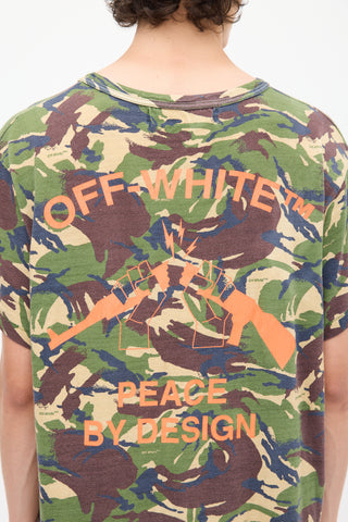 Off-White 2013 Green 
Multicolour Graphic Camouflage T-Shirt