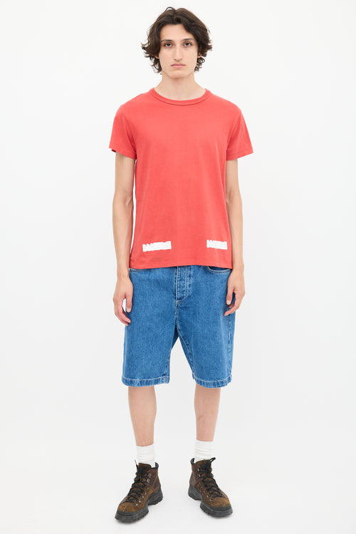 Off-White 2013 Red 
White Painted Graphic T-Shirt