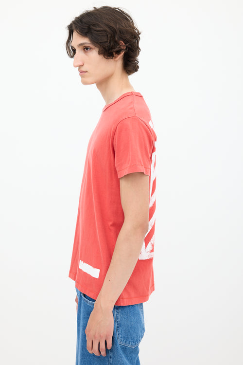 Off-White 2013 Red 
White Painted Graphic T-Shirt