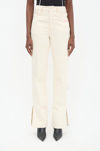 Off-White Beige High Waist Slit Trouser