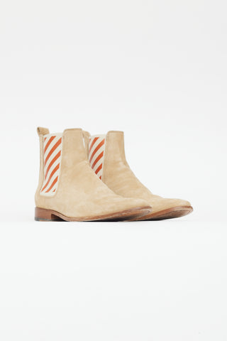 Off-White Beige Suede Logo Chelsea Boot