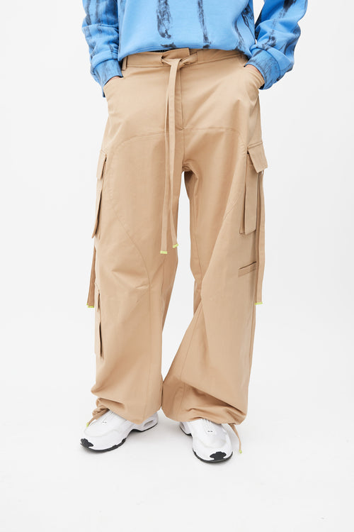 Off-White Beige Wide Leg Cargo Pant