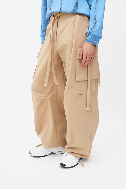 Off-White Beige Wide Leg Cargo Pant