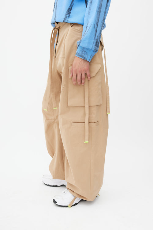 Off-White Beige Wide Leg Cargo Pant