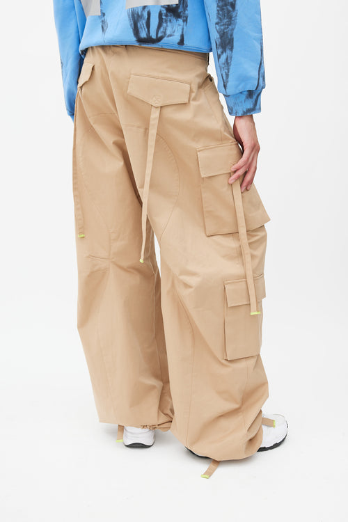 Off-White Beige Wide Leg Cargo Pant