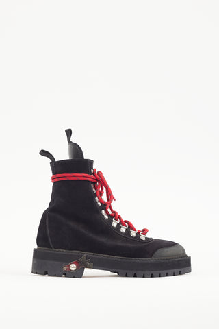 Off-White Black 
Silver Leather Hiking Boot