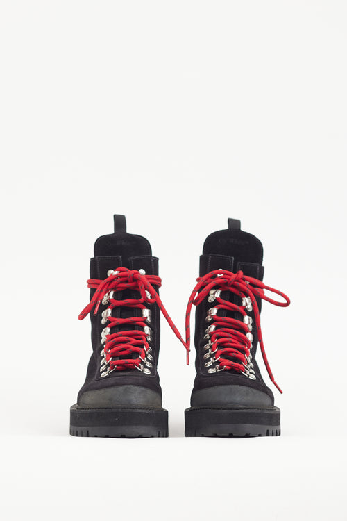 Off-White Black 
Silver Leather Hiking Boot