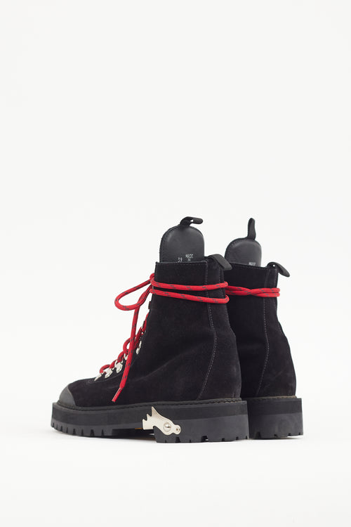 Off-White Black 
Silver Leather Hiking Boot