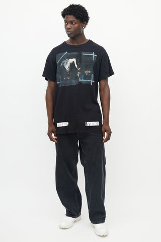 Off-White Black Cotton Caravaggio Logo T-shirt