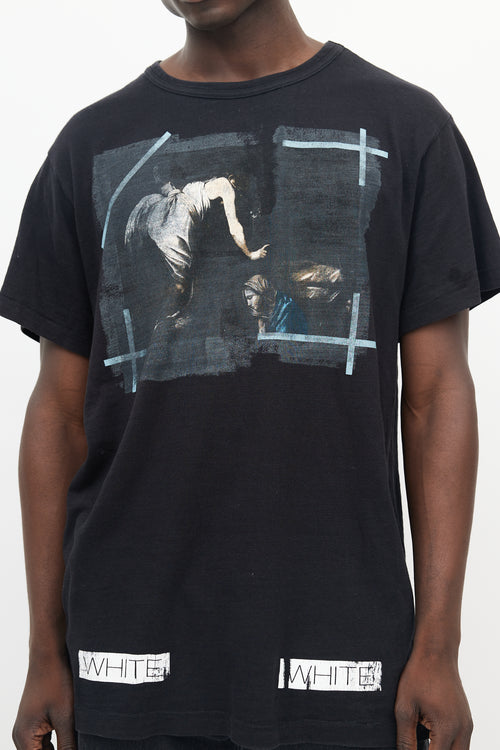 Off-White Black Cotton Caravaggio Logo T-shirt