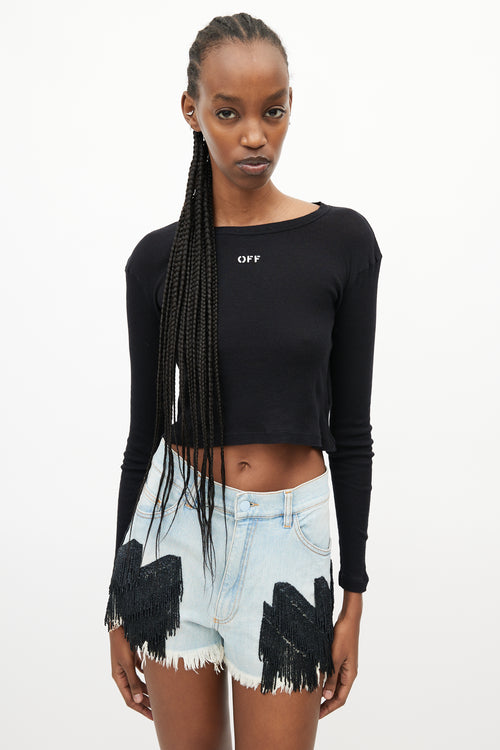 Off-White Black Logo Crop Top