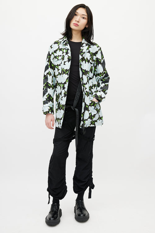 Off-White Black 
Multicolour Floral Belted Lawn Jacket