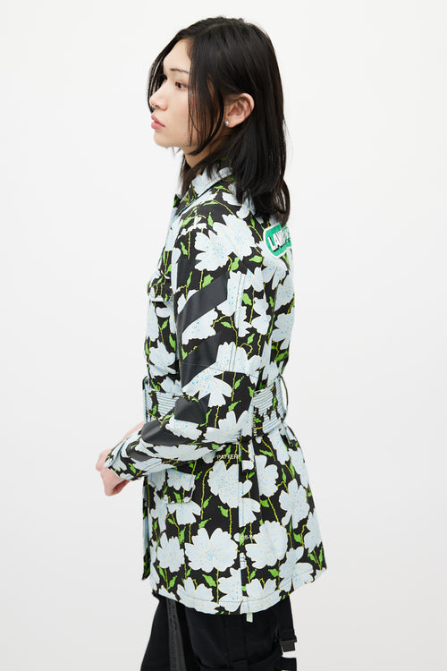 Off-White Black 
Multicolour Floral Belted Lawn Jacket