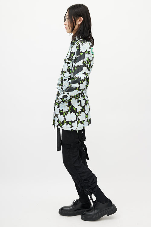 Off-White Black 
Multicolour Floral Belted Lawn Jacket