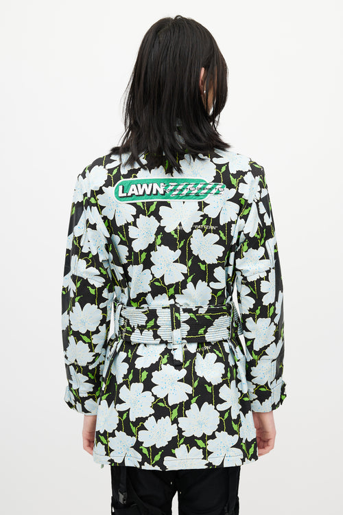 Off-White Black 
Multicolour Floral Belted Lawn Jacket