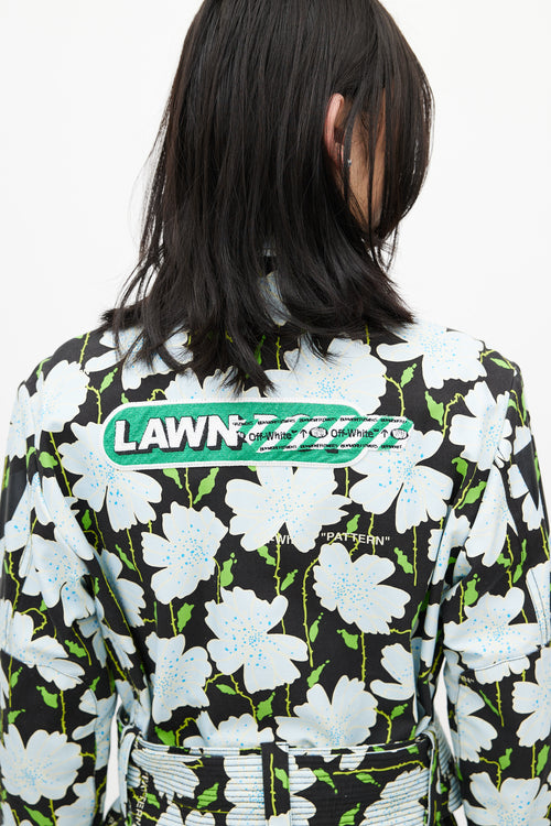 Off-White Black 
Multicolour Floral Belted Lawn Jacket