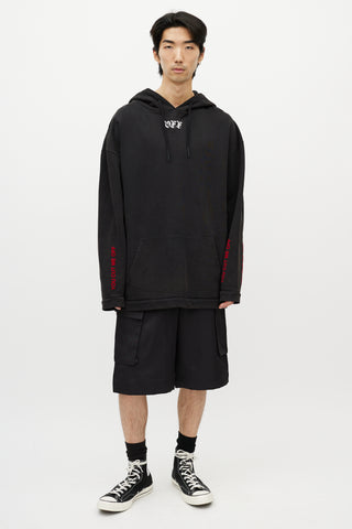 Off-White Black 
Multicolour You Cut Me Off Distressed Hoodie