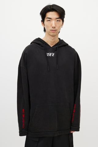 Off-White Black 
Multicolour You Cut Me Off Distressed Hoodie