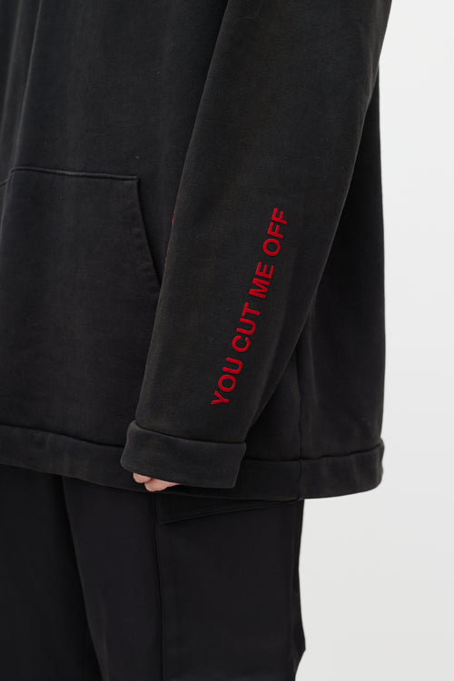 Off-White Black 
Multicolour You Cut Me Off Distressed Hoodie