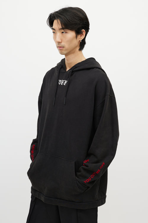 Off-White Black 
Multicolour You Cut Me Off Distressed Hoodie