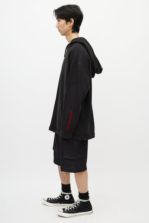 Off-White Black 
Multicolour You Cut Me Off Distressed Hoodie