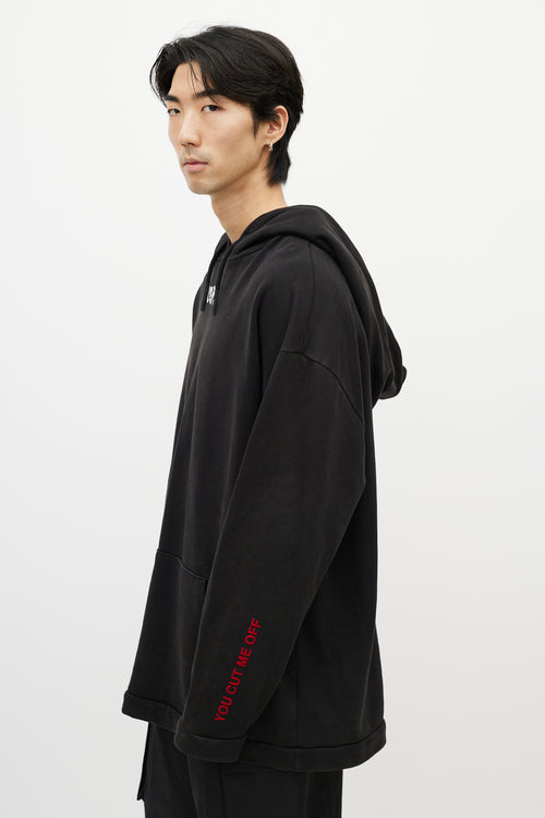 Off-White Black 
Multicolour You Cut Me Off Distressed Hoodie