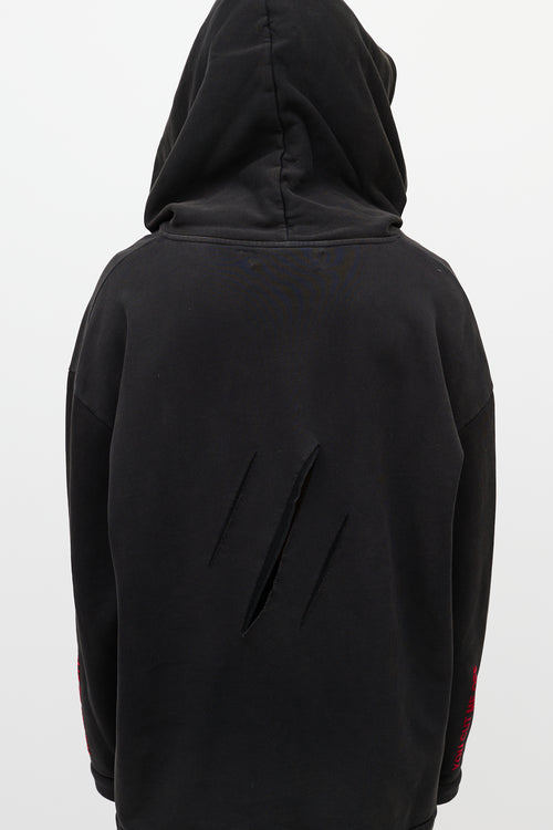 Off-White Black 
Multicolour You Cut Me Off Distressed Hoodie