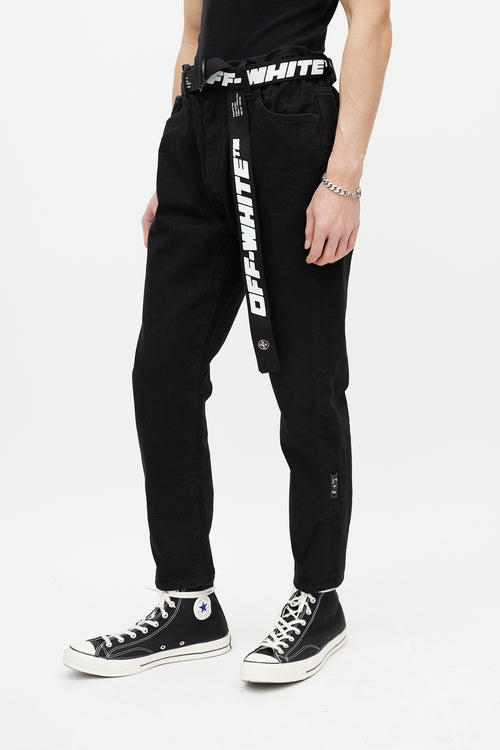 Off-White Black 
White Belted Slim Jeans