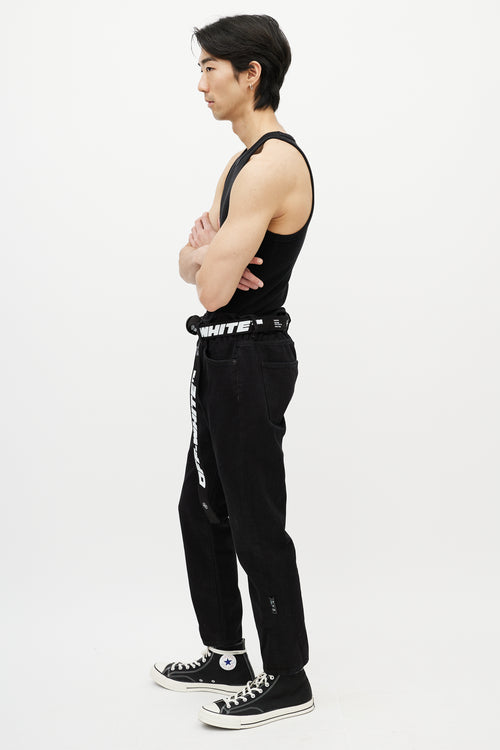 Off-White Black 
White Belted Slim Jeans