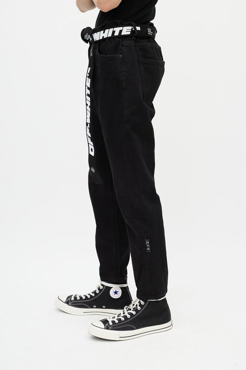 Off-White Black 
White Belted Slim Jeans