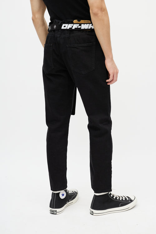 Off-White Black 
White Belted Slim Jeans