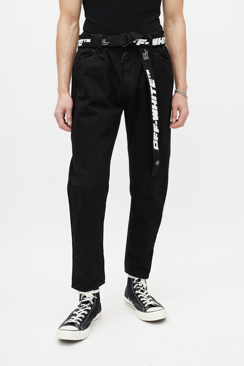 Off-White Black 
White Belted Slim Jeans