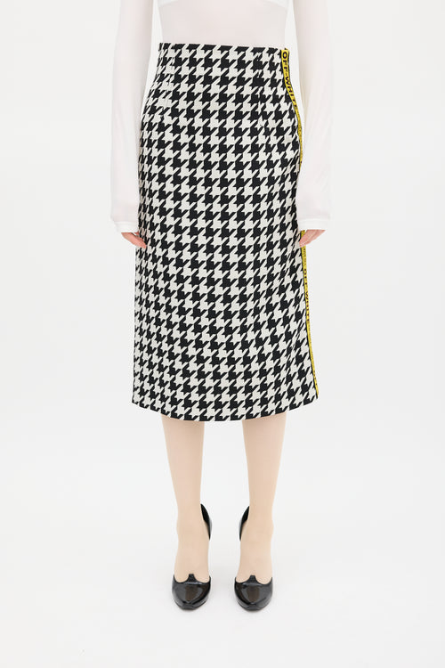 Off-White Black 
White Houndstooth Logo Skirt