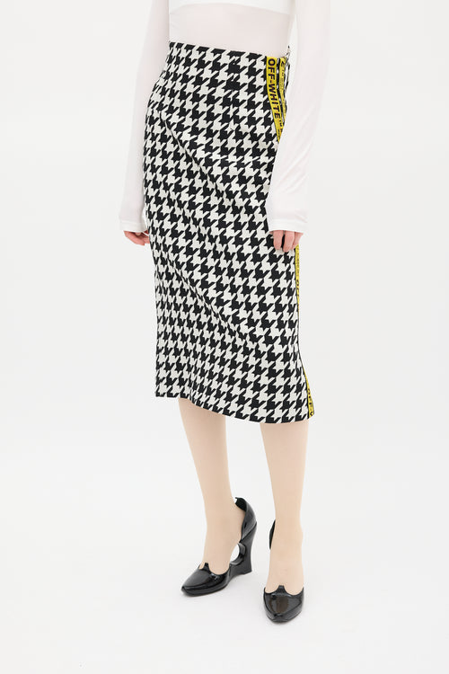 Off-White Black 
White Houndstooth Logo Skirt