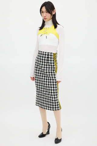 Off-White Black 
White Houndstooth Logo Skirt