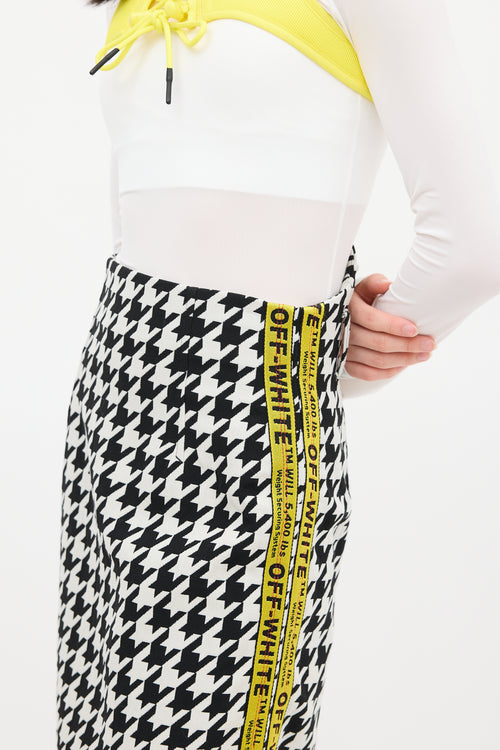 Off-White Black 
White Houndstooth Logo Skirt