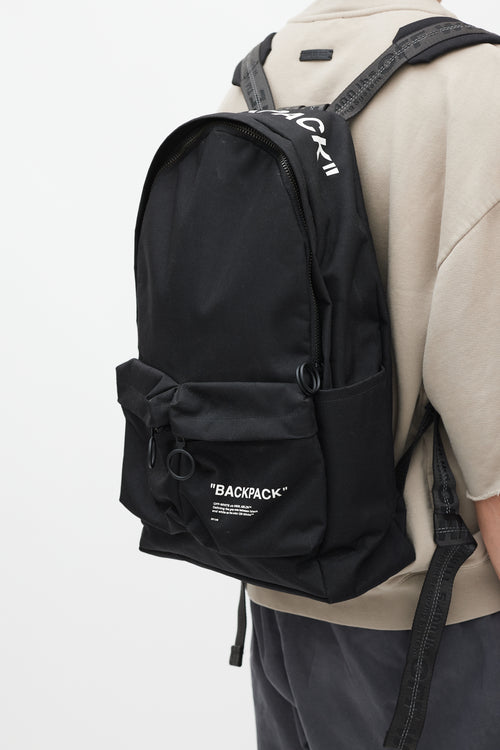 Off-White Black 
White Logo Backpack