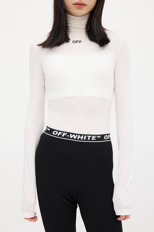 Off-White Black 
White Ribbed Logo Legging