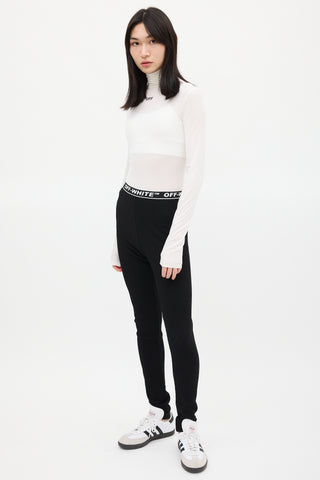 Off-White Black 
White Ribbed Logo Legging