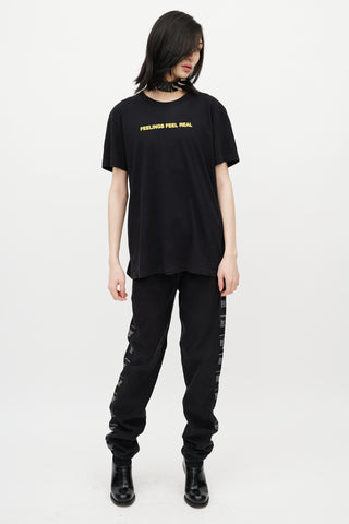 Off-White Black 
Yellow Feelings Logo T-Shirt