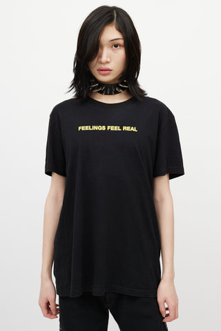 Off-White Black 
Yellow Feelings Logo T-Shirt