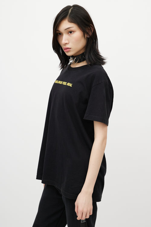 Off-White Black 
Yellow Feelings Logo T-Shirt